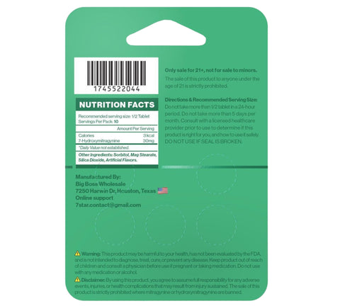 7 Star 7-hydroxymitragynine 5 Count Pack Mint Flavor