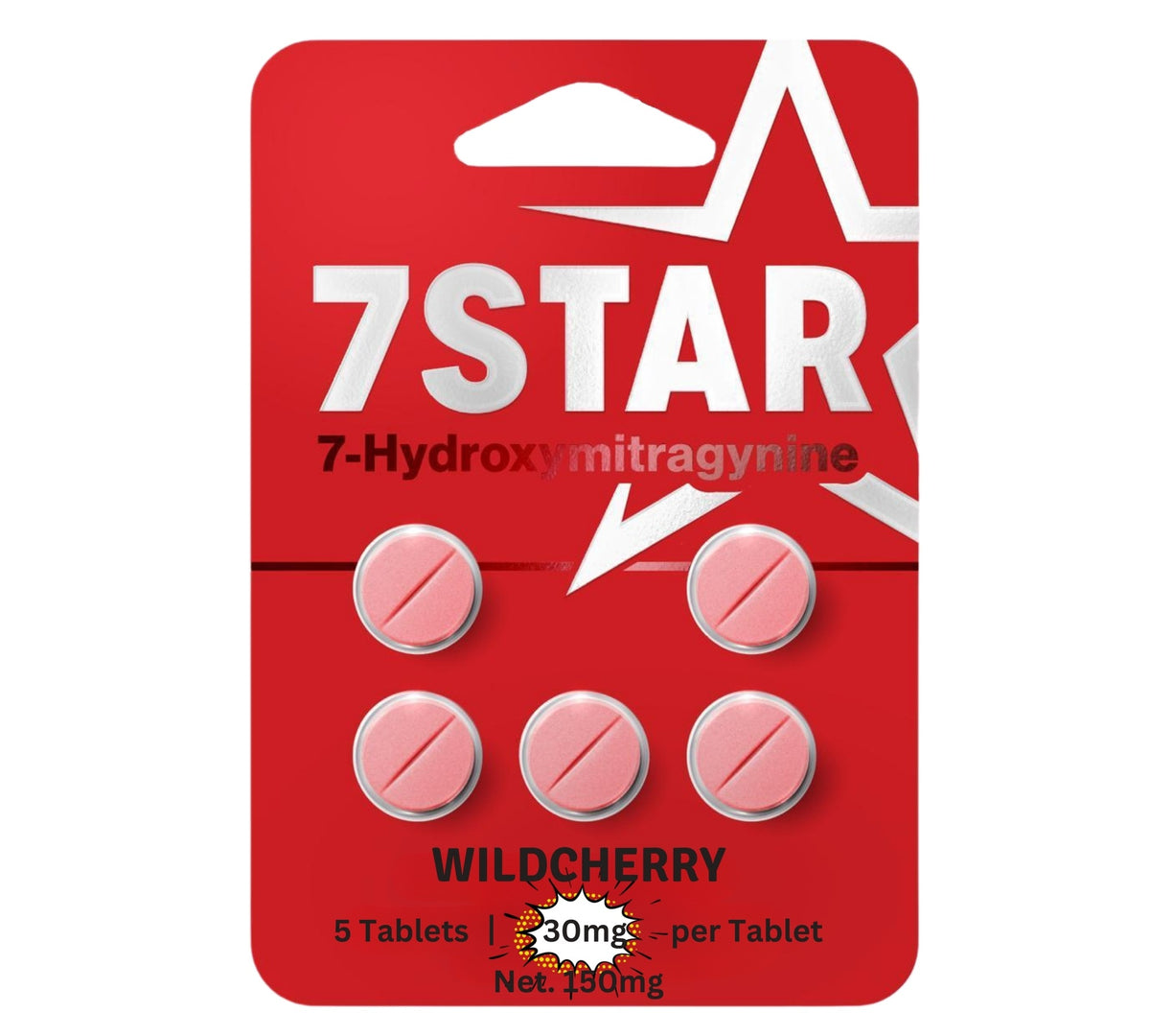 7 Star 7-hydroxymitragynine 5 Count Pack WildBerry Flavor
